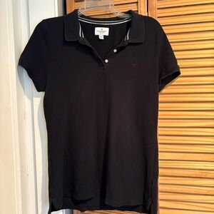 American Eagle Size XL Black Polo Shirt Y2K style early 2000s Fitted
